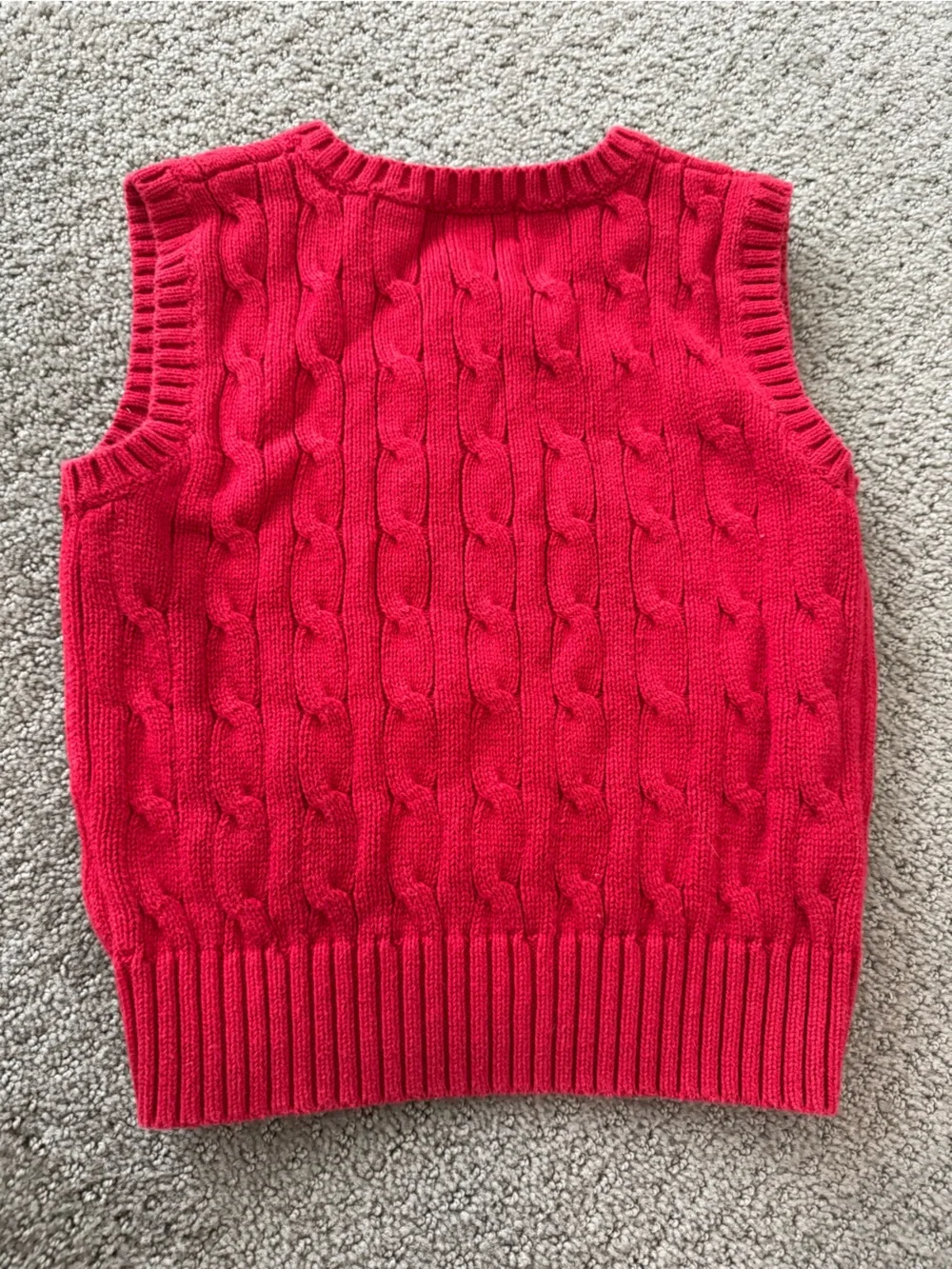 Kids 4T Polo by Ralph Lauren Red Cable-Knit V-Neck Sweater Vest with Navy Pony
